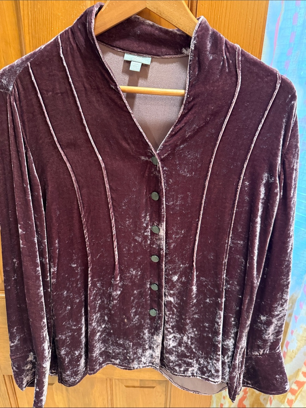 J. Jill Velvet Button-Front Top in Plum